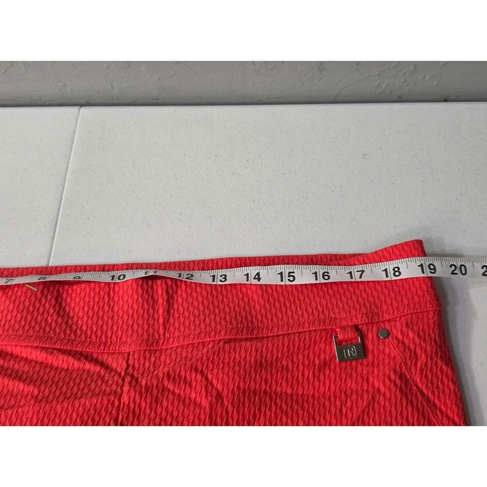 Raphaela by Brax Womens Red Textured Pull On Crop Pants Size 16 Elastic Waist c9
